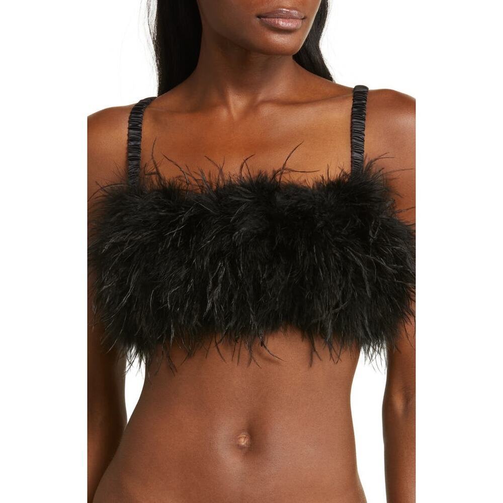 Sugar Thrillz Black Feather Bralette Dolls Kill - Adjustable - Picture 5 of 6